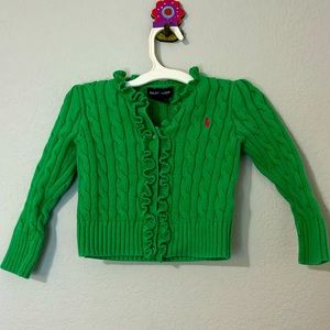Ralph Lauren Green Ruffle Cardigan 24M